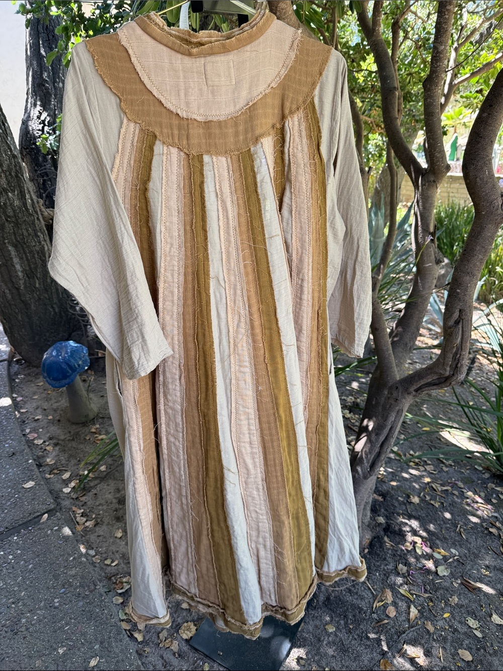 Women’s Earth-Tone Striped Long Coat